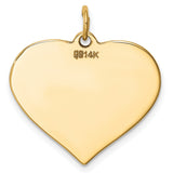 14k Yellow Gold Heart Pendant, Smooth Polished Engravable Charm, Classic Romantic Design for Women