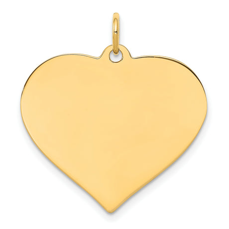 14k Yellow Gold Heart Pendant, Polished Engraving Surface, Dainty Minimalist Charm for Women