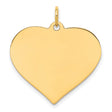 14k Yellow Gold Heart Pendant, Smooth Polished Engravable Charm, Classic Romantic Design for Women