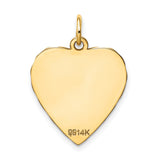 14k Yellow Gold Heart Pendant with Scalloped Edge Design, Engravable Charm for Women