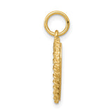 14k Yellow Gold Heart Pendant with Textured Rope Border and Engravable Center
