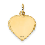 14k Yellow Gold Heart Pendant with Textured Rope Border and Engravable Center