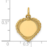 14k Yellow Gold Heart Pendant with Textured Rope Border and Engravable Center