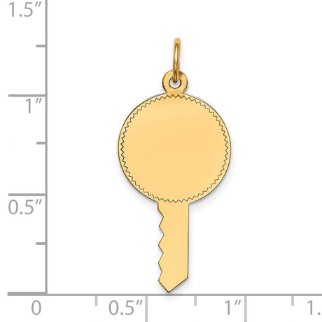 14k Yellow Gold Key Pendant, Engravable Blank Charm, Minimalist Unisex Jewelry