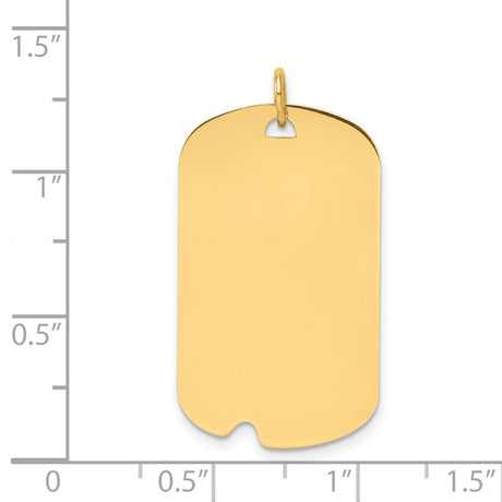 14k Yellow Gold Dog Tag Pendant, Polished Military Style Blank Charm for Men or Unisex
