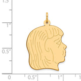 .011 Depth Engravable Girl Head Charm Pendant in Real 14k Yellow Gold