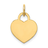 14k Yellow Gold Heart Padlock Pendant with Polished Finish, Engravable Love Charm