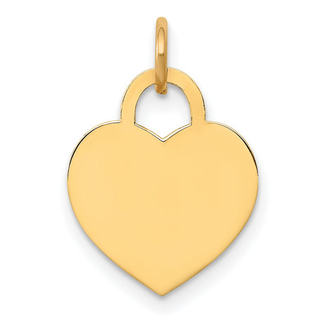 14k Yellow Gold Heart Padlock Pendant with Polished Finish, Engravable Love Charm