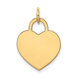 14k Yellow Gold Heart Lock Pendant, Solid Padlock Charm with Polished Finish, Minimalist Design