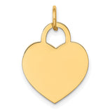 14k Yellow Gold Heart Padlock Charm Pendant, Polished Love Symbol Jewelry for Women