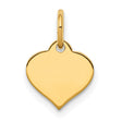 14k Yellow Gold Heart Pendant, High Polish Finish, Engraving Ready Charm for Necklace or Bracelet