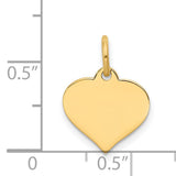 14k Yellow Gold Heart Pendant, Polished Engravable Charm, Romantic Jewelry for Women