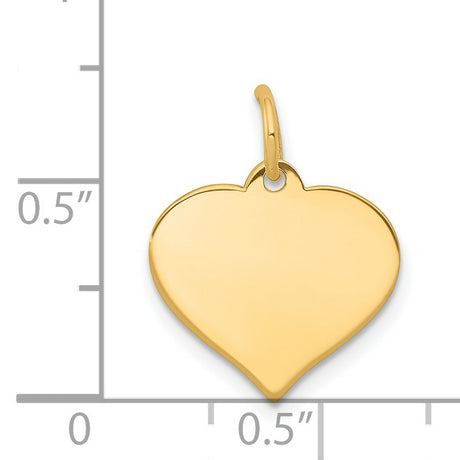 14k Yellow Gold Heart Pendant, Polished Disc Charm, Minimalist Romantic Jewelry for Women