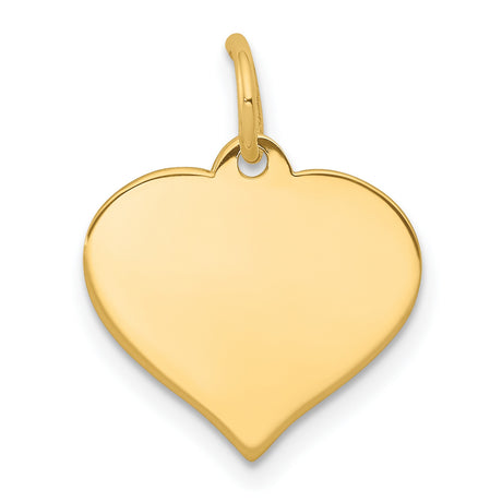 14k Yellow Gold Heart Pendant, Polished Finish, Engravable Minimal Jewelry for Women