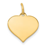 14k Yellow Gold Heart Pendant, Polished Disc Charm, Minimalist Romantic Jewelry for Women
