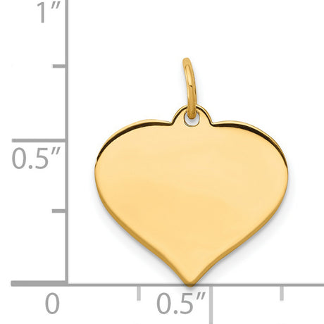 14k Yellow Gold Heart Pendant with Polished Flat Surface for Women