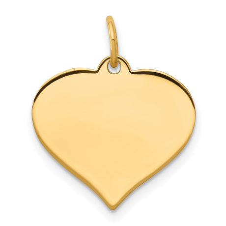 14k Yellow Gold Heart Pendant with Polished Flat Surface for Women