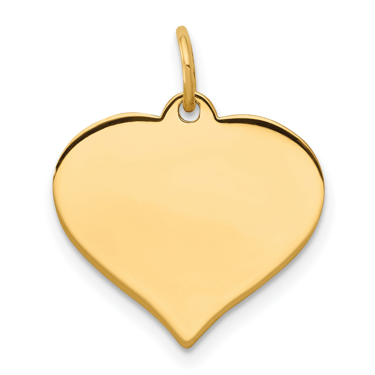 14k Yellow Gold Heart Pendant, Polished Blank Disc Charm, Engraving Ready Jewelry for Women