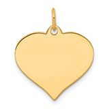14k Yellow Gold Heart Pendant, Polished Engravable Disc Charm, Minimalist Keepsake Jewelry
