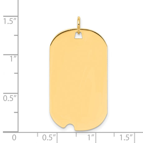 14k Yellow Gold Dog Tag Pendant, Polished Blank Military Style Charm for Men or Unisex