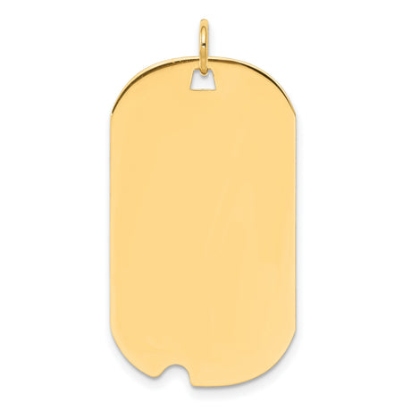 14k Yellow Gold Dog Tag Pendant, High Polish Blank Identity Charm, Unisex Modern Style