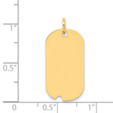 14k Yellow Gold Dog Tag Pendant, Military Style Polished Identity Charm for Men and Women