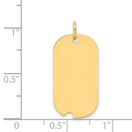 14k Yellow Gold Dog Tag Pendant, Military Style Polished Identity Charm for Men and Women