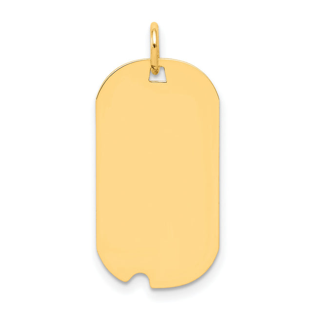 14k Yellow Gold Dog Tag Pendant, Military Style Polished Identity Charm for Men and Women