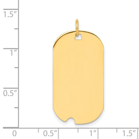 14k Yellow Gold Dog Tag Pendant, Plain Polished Military Style Charm for Men or Unisex Wear