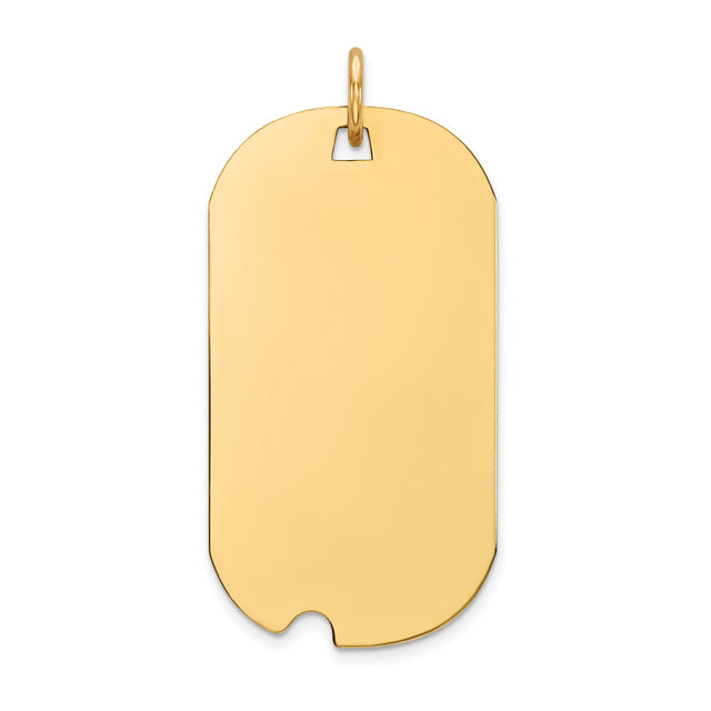 14k Yellow Gold Dog Tag Pendant, High Polish Military Style Blank Identity Pendant for Men or Unisex Wear