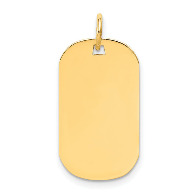14k Yellow Gold Dog Tag Pendant, Plain Polished Engraving Plate, Military Style Charm