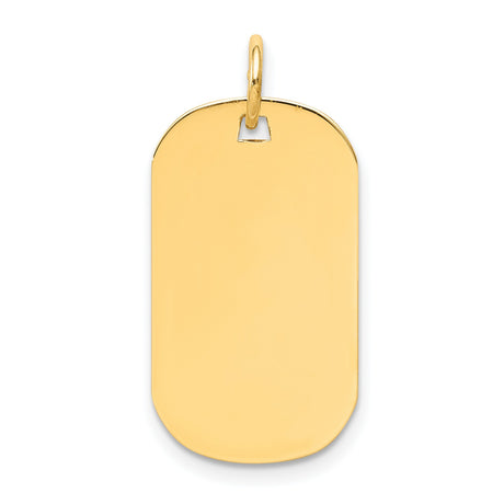 14k Yellow Gold Dog Tag Pendant, High Polish Blank Military Style Charm for Men or Unisex Wear