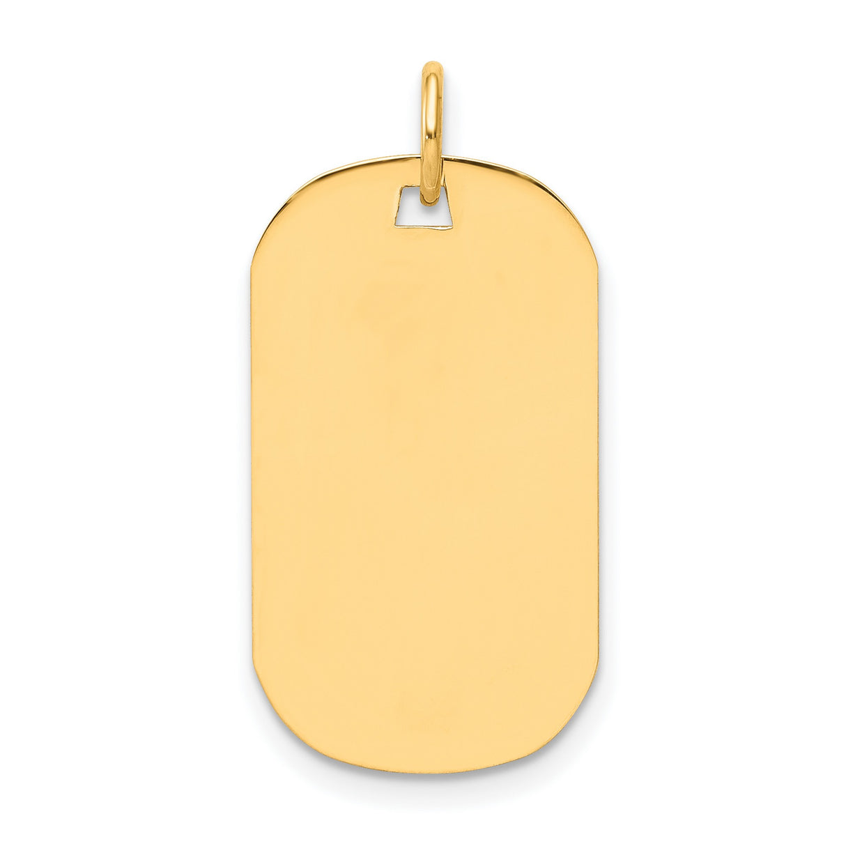 14k Yellow Gold Dog Tag Pendant, High Polish Military Style, Engraving Ready for Men or Unisex