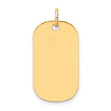 14k Yellow Gold Dog Tag Pendant, High Polish Military Style, Engraving Ready for Men or Unisex