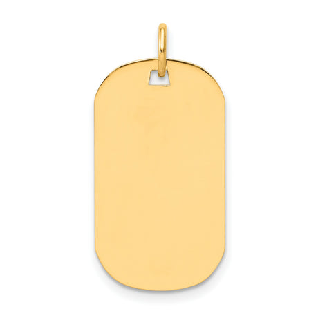 14k Yellow Gold Dog Tag Pendant, High Polish Military Style, Engraving Ready for Men or Unisex