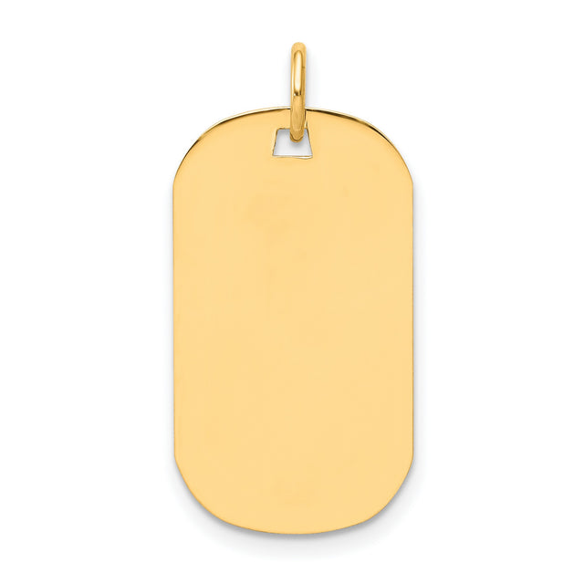 14k Yellow Gold Dog Tag Pendant, Polished Plain Surface, Military Style, Unisex