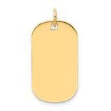 14k Yellow Gold Dog Tag Pendant, Blank Polished Military Style, Engraving Ready