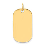 14k Yellow Gold Dog Tag Pendant, Polished Plain Engravable Military Style Charm for Men or Unisex