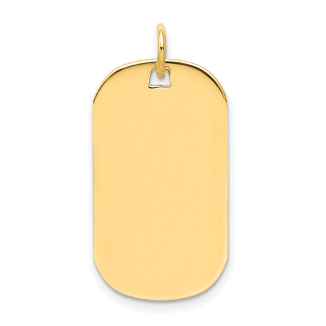 14k Yellow Gold Dog Tag Pendant, Polished Plain Engravable Military Style Charm for Men or Unisex