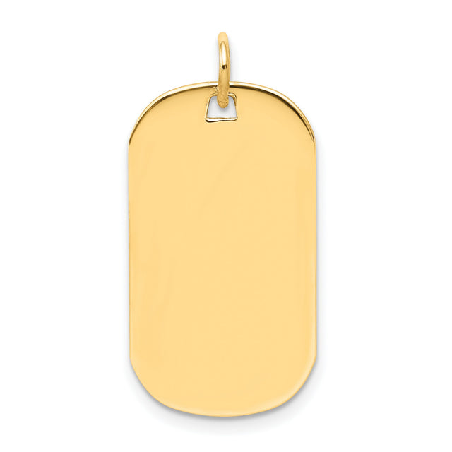 14k Yellow Gold Dog Tag Pendant, Polished Blank Surface, Military Style for Men or Unisex