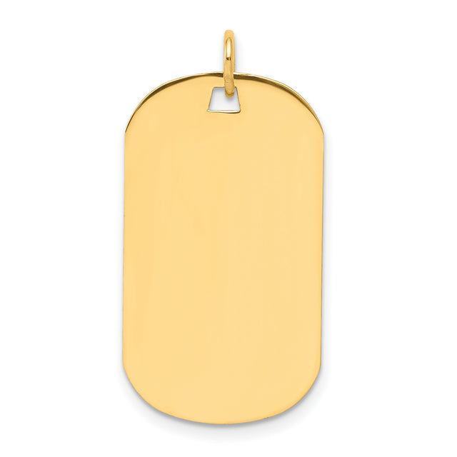14k Yellow Gold Dog Tag Pendant, Polished Military Style Identity Charm, Engravable Unisex Jewelry