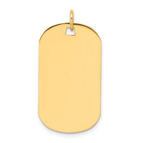 14k Yellow Gold Dog Tag Pendant, Polished Military Style, Blank Engravable Charm for Men or Unisex