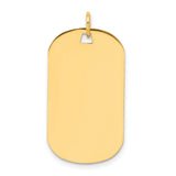 14k Yellow Gold Dog Tag Pendant, Plain Polished Military Style, Blank Engravable Identity Charm