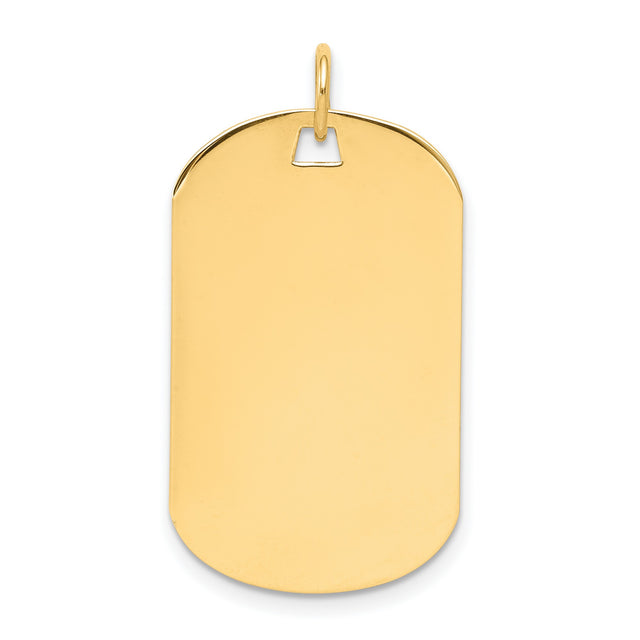 14k Yellow Gold Dog Tag Pendant, Polished Blank ID Tag, Military Style for Men or Unisex