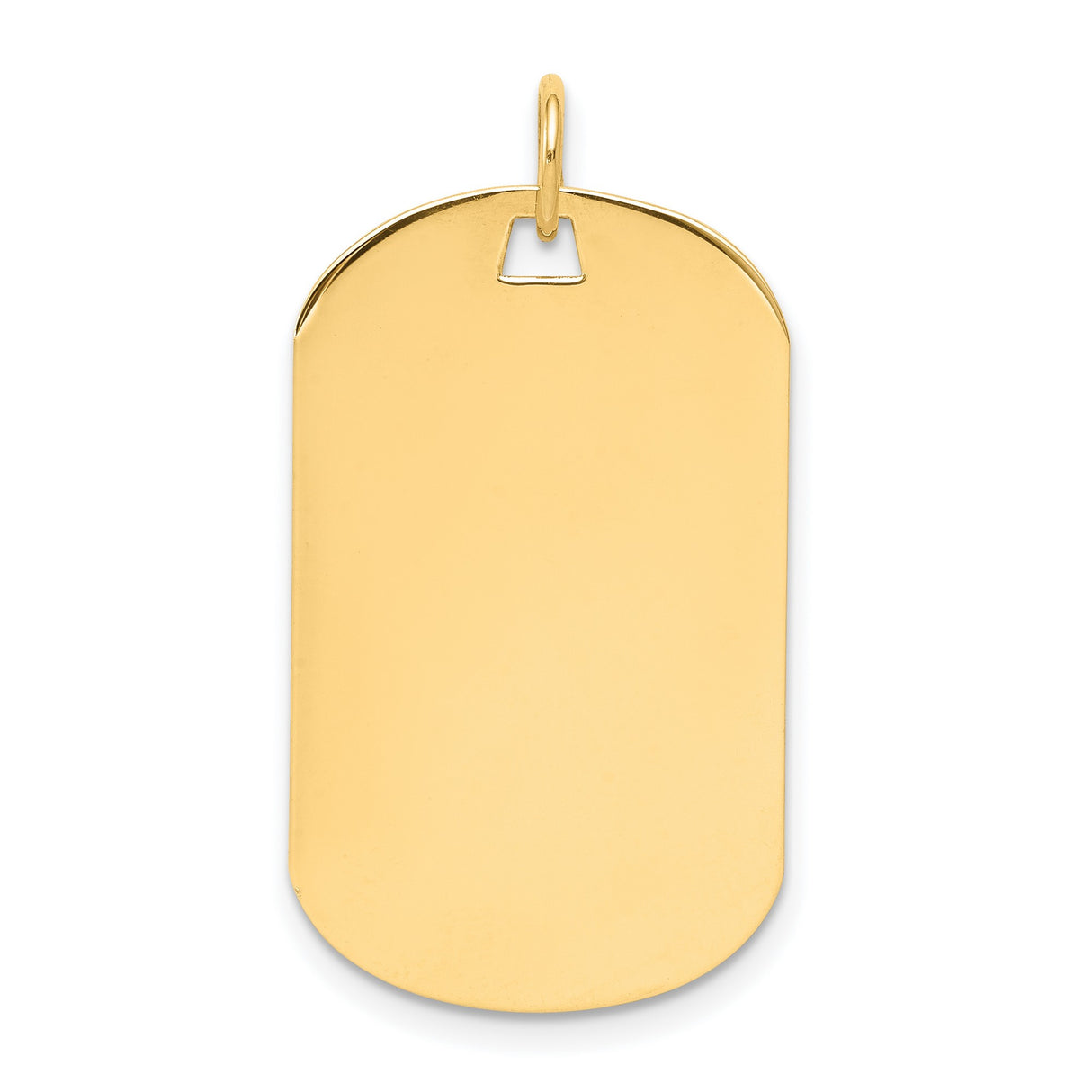 14k Yellow Gold Dog Tag Pendant, Polished Plain Military Style for Men or Unisex Wear