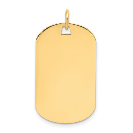 14k Yellow Gold Dog Tag Pendant, Polished Plain Military Style for Men or Unisex Wear