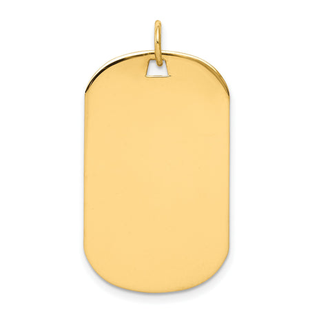 14k Yellow Gold Dog Tag Pendant, Blank Military Style Charm, Unisex Minimalist Design