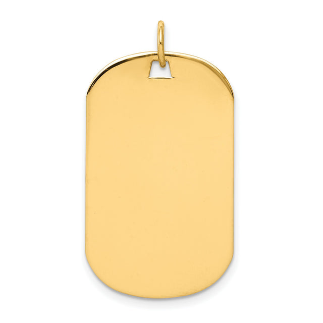 14k Yellow Gold Dog Tag Pendant, Blank Military Style Charm, Unisex Minimalist Design