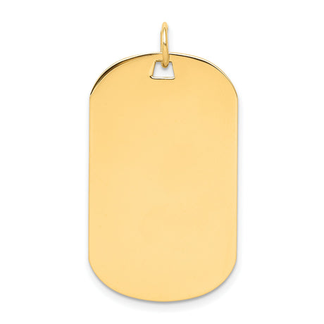 14k Yellow Gold Dog Tag Pendant with Polished Surface, Minimalist Engraving Charm for Men and Unisex