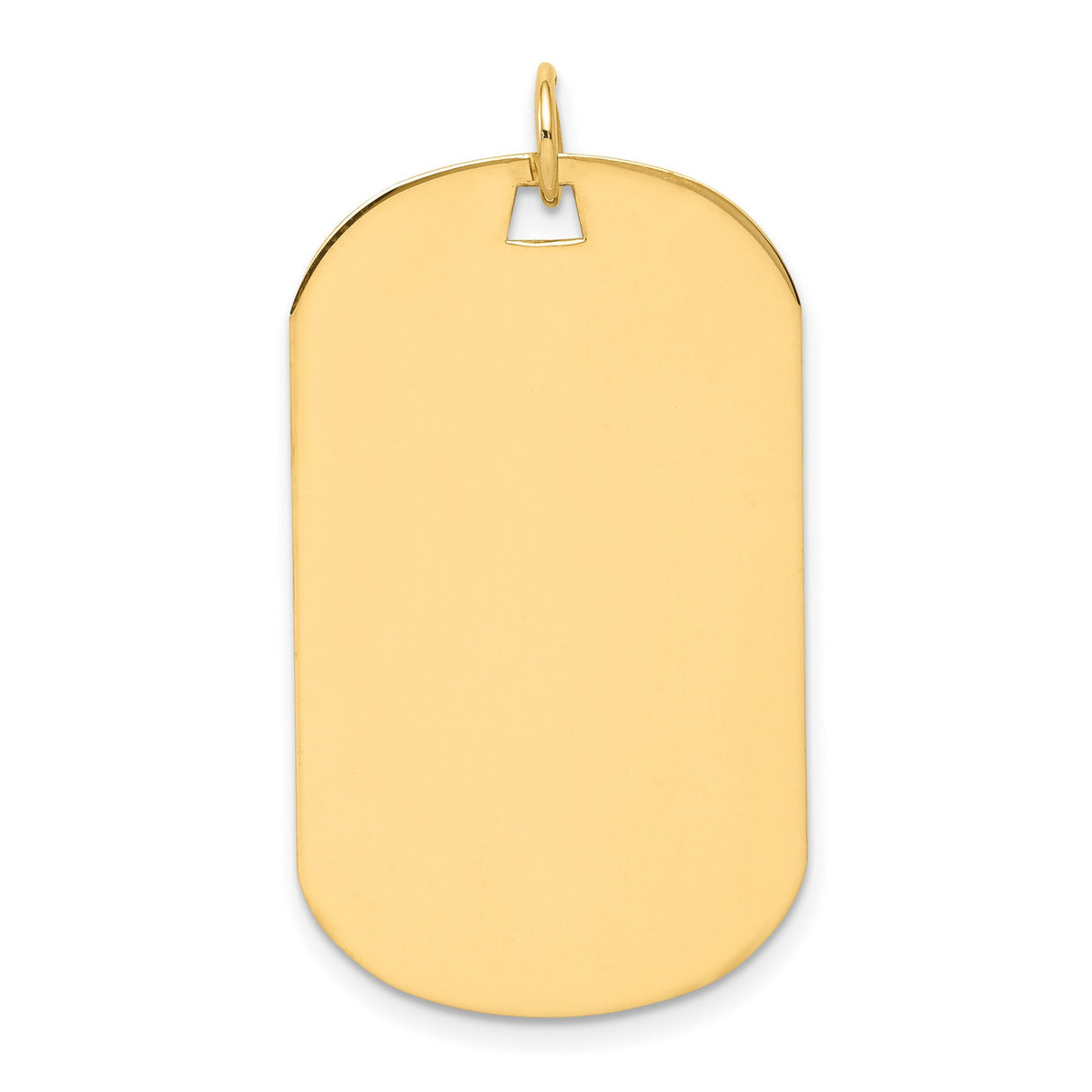 14k Yellow Gold Dog Tag Pendant, Polished Blank Surface, Minimalist Military Style, Unisex